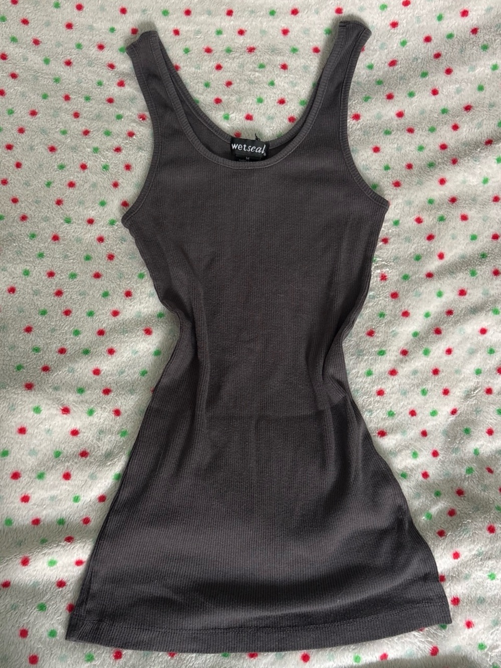 Y2K Wet Seal Charcoal Ribbed Tank Top